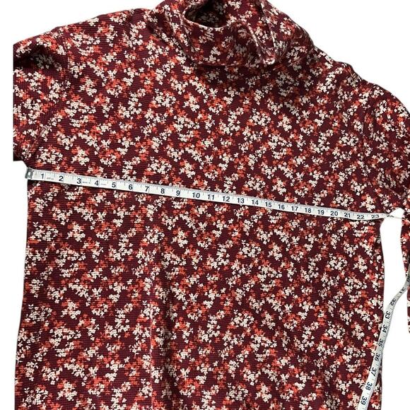 Lands’ End Floral Waffle Knit Cowl Neck Tunic Top 1X Drawstring Hem Cottagecore - Picture 5 of 16